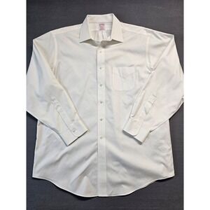 Brooks Brothers Madison Non Iron Dress Shirt Mens 17 35 White Cotton Button Down